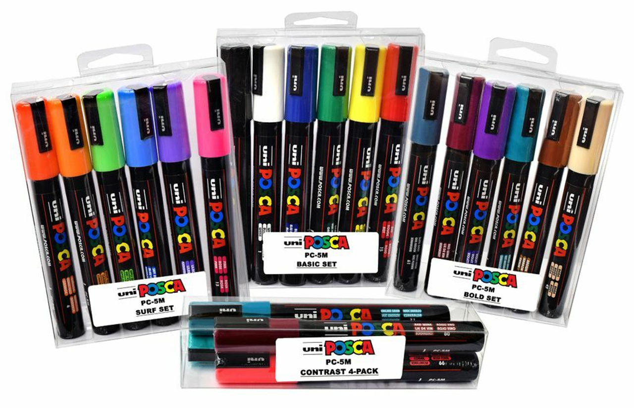 Posca Uni Paint Marker Oil Base Thick Line PX-30 Set of 6 Silver Chrome