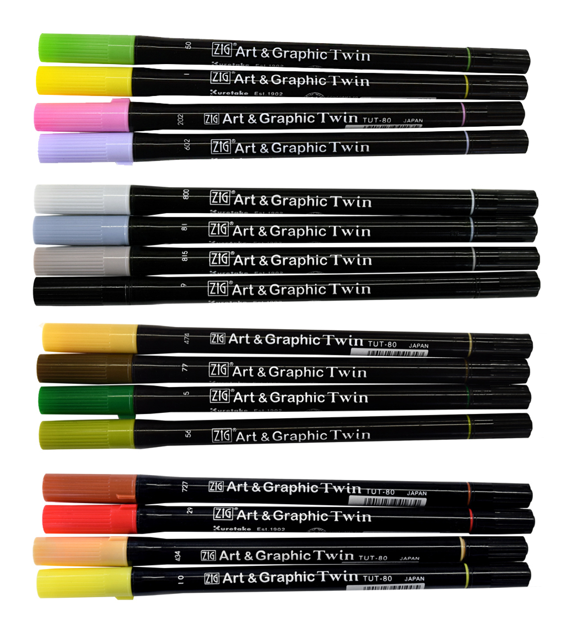 Set de 6 rotuladores Colores pastel Art and Graphic Twin Zig