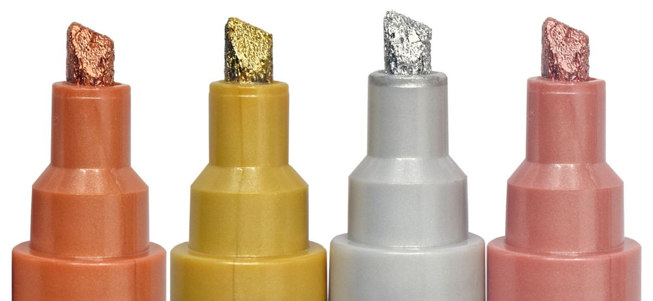 Marvy Decocolor Acrylic Chisel Tip Set of 4- Metallic Colors