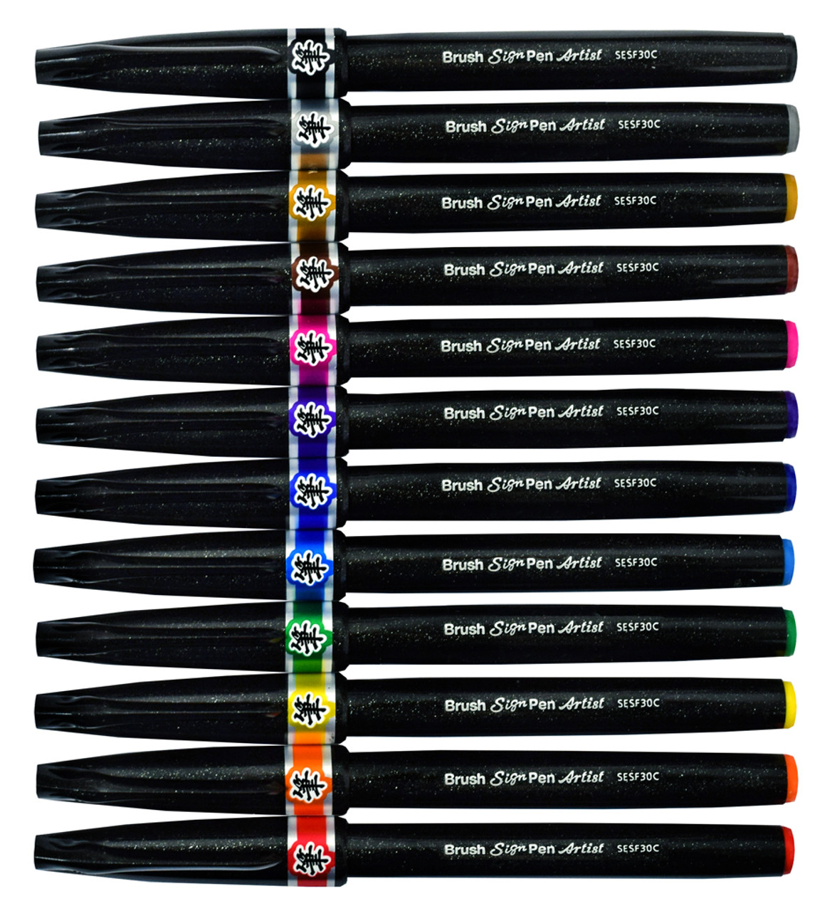 PENTEL BRUSH SIGN PEN ARTIST SET OF 12 EXTRA FINE BRUSH TIP PENS -  Artemiranda