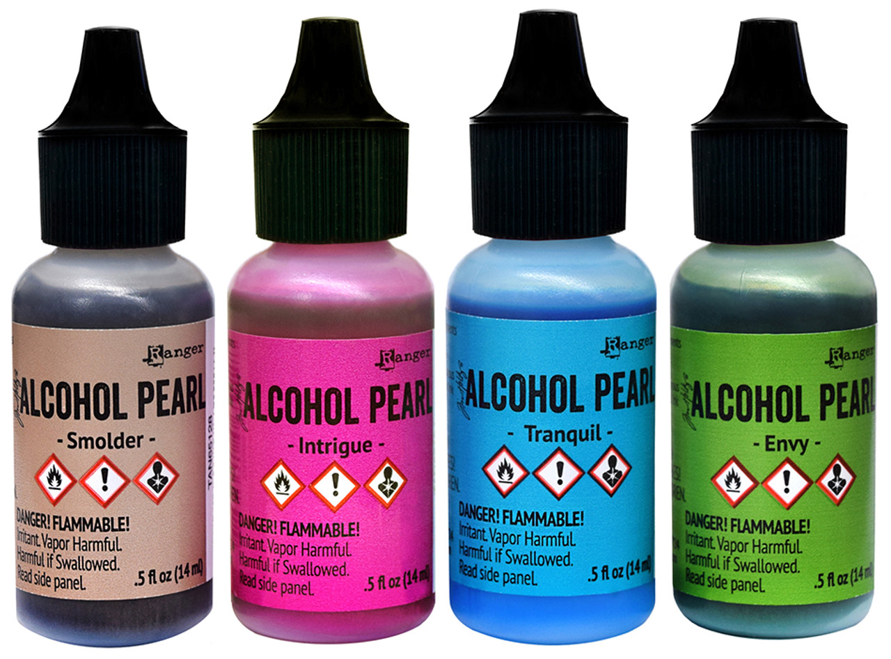 Alcohol ink, blending solution and pallettes for metal embossing