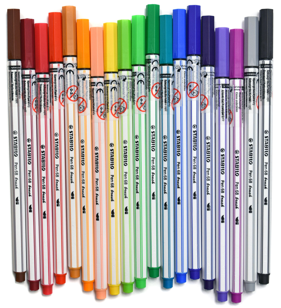 Mixed set of felt-tip pen STABILO Pen 68, fineliner STABILO point 88 and brush  pen STABILO Pen 68 brush I STABILO
