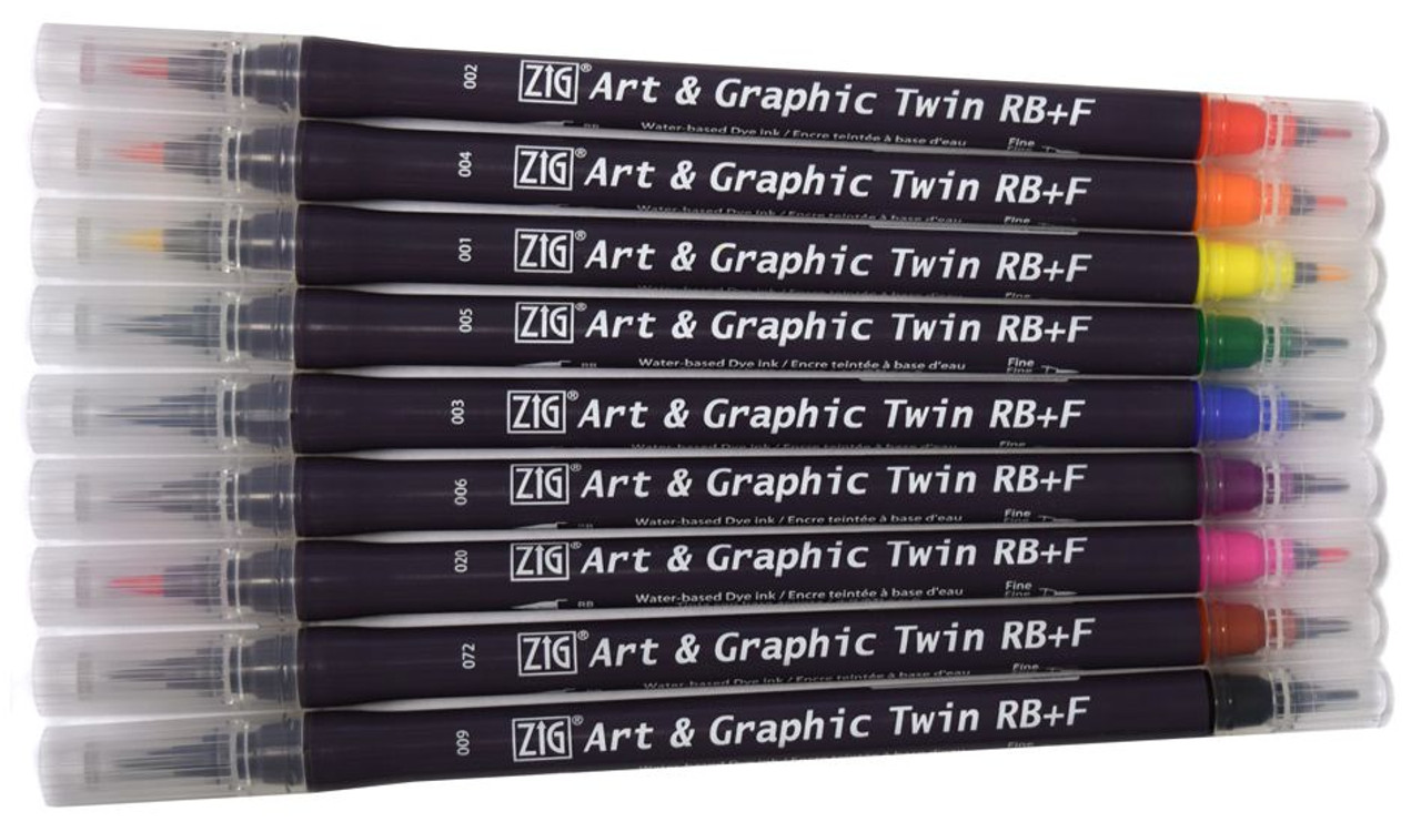 Art & Graphic Real Brush & Fine Marker Set- Rainbow