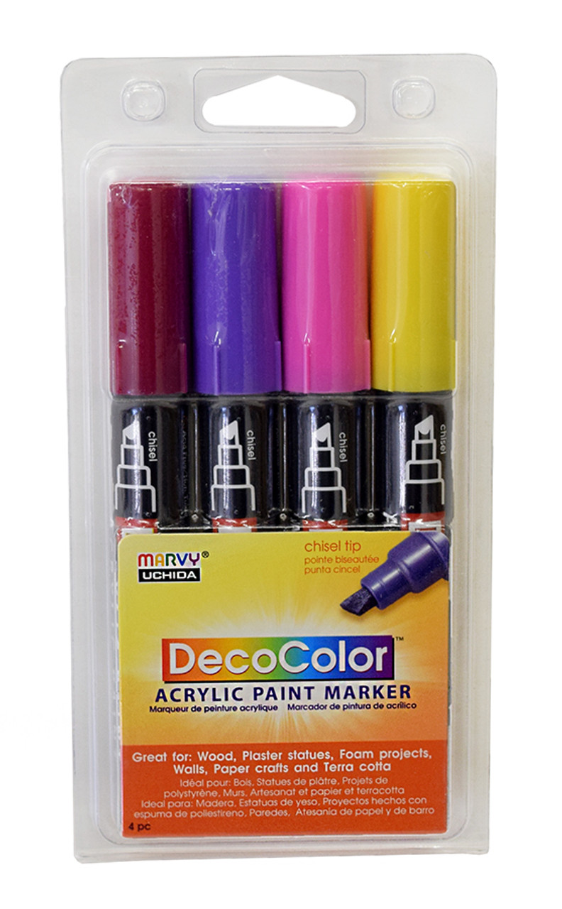 Acrylic Paint Marker 4 Piece Bright Set - DecoColor