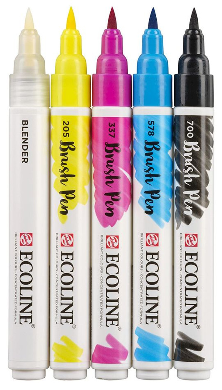 veld Hinder knal Ecoline Brush Pen Primary Set of 5