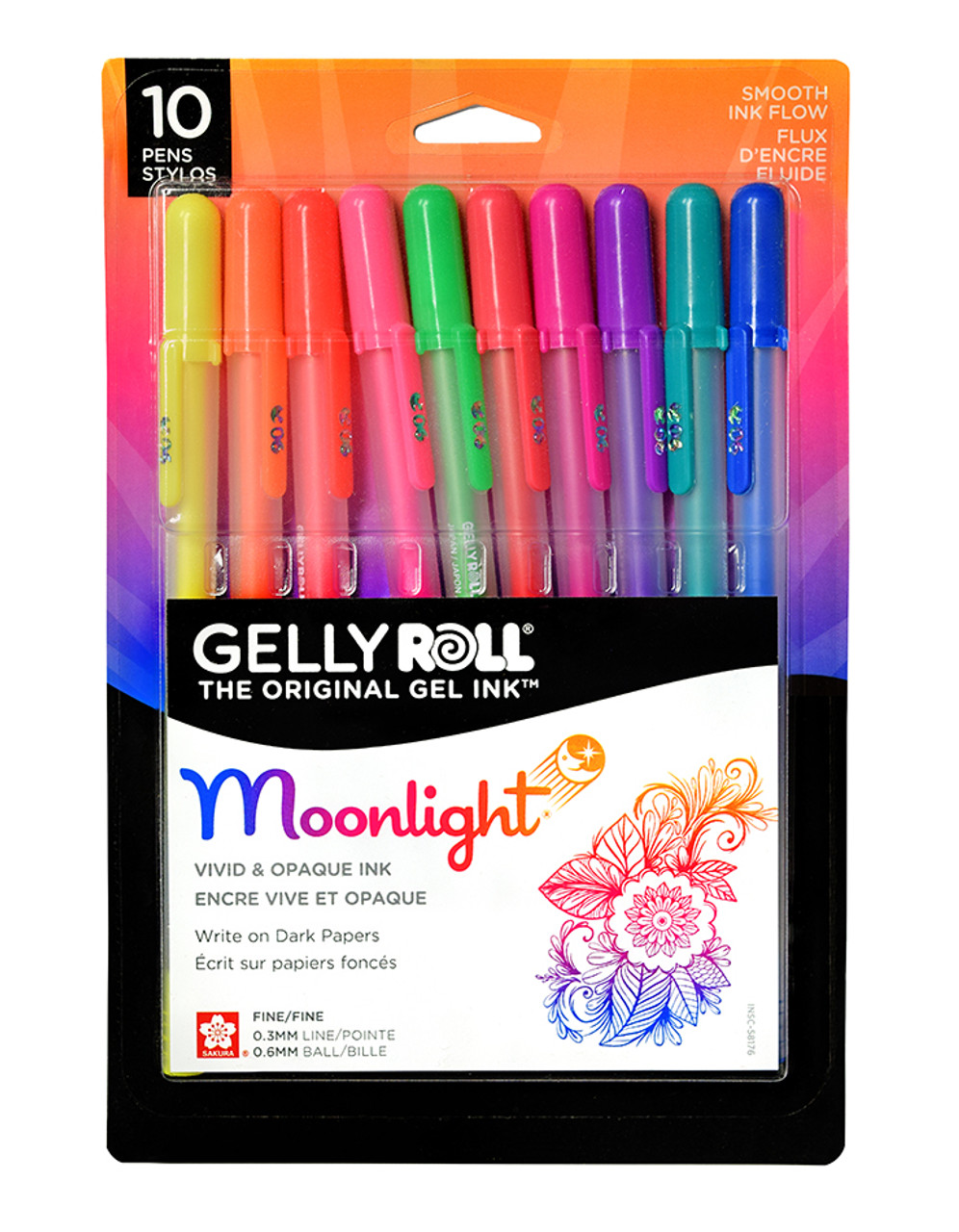 Sakura Blister Card Gelly Roll Moonlight 06 Fine Point Gel Ink Pen Set, Assorted Colors