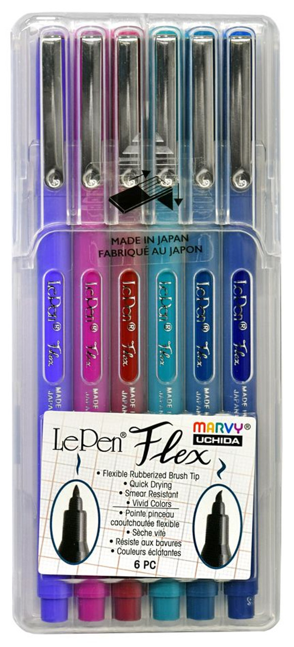 Marvy Uchida LePen Flex Brush Pens, Jewel - 6 pens