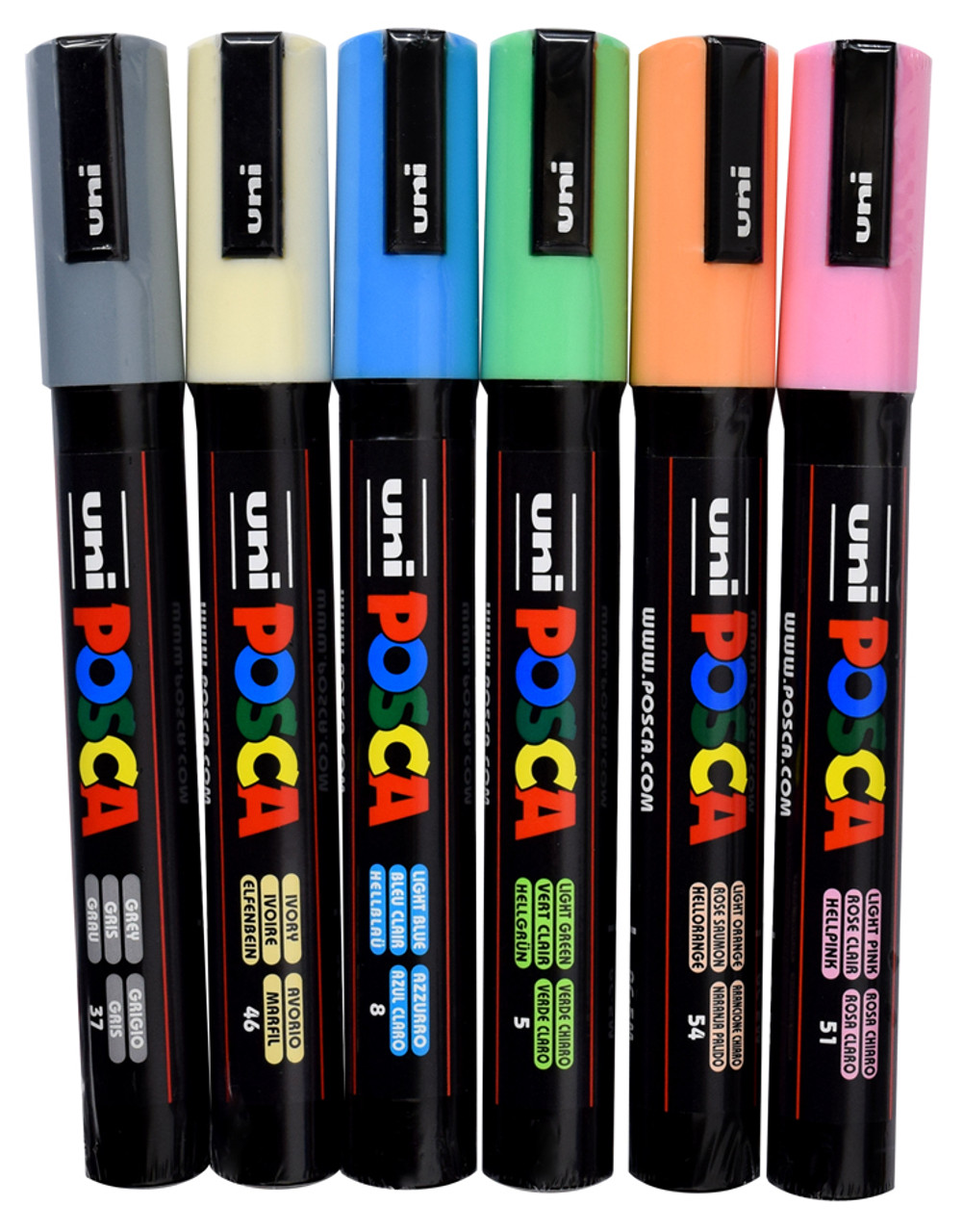  Uni-Ball POSCA PC-5M [8 Pen Set] includes 1 of each - Black,  White, Pink, Red, Yellow, Green, Blue and Light Blue : Office Products