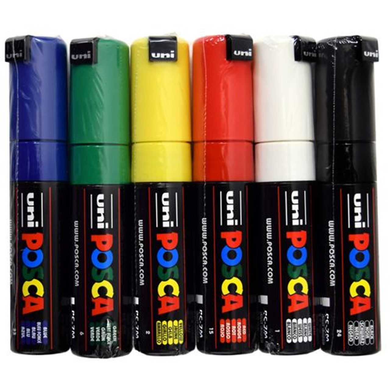  Uni Posca PC-7M Marker Art Pen - Large Ball Tip 4, 5-5.5mm -  15 Colours Black : Office Products