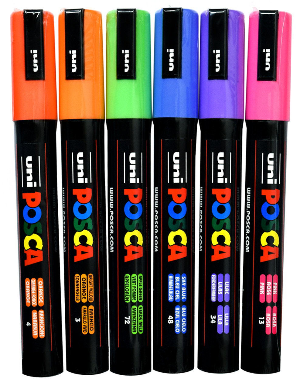 Uni Posca PC-5M Paint Marker Pens - Fluorescent Set of 4 - in