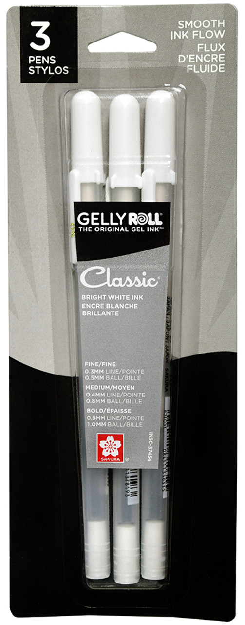 Gelly Roll Classic Pen, Bright White - 3 pens