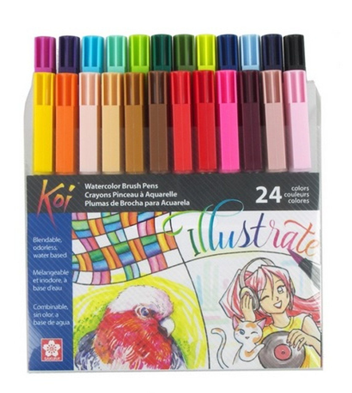 New 24 Colors Pentel Brush Pen Soft Brushes Watercolor Oil Paints