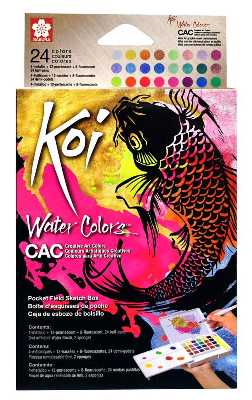 Sakura - Koi Watercolor Pocket Field Sketch Boxes - 24-Color Koi Watercolor  Pack