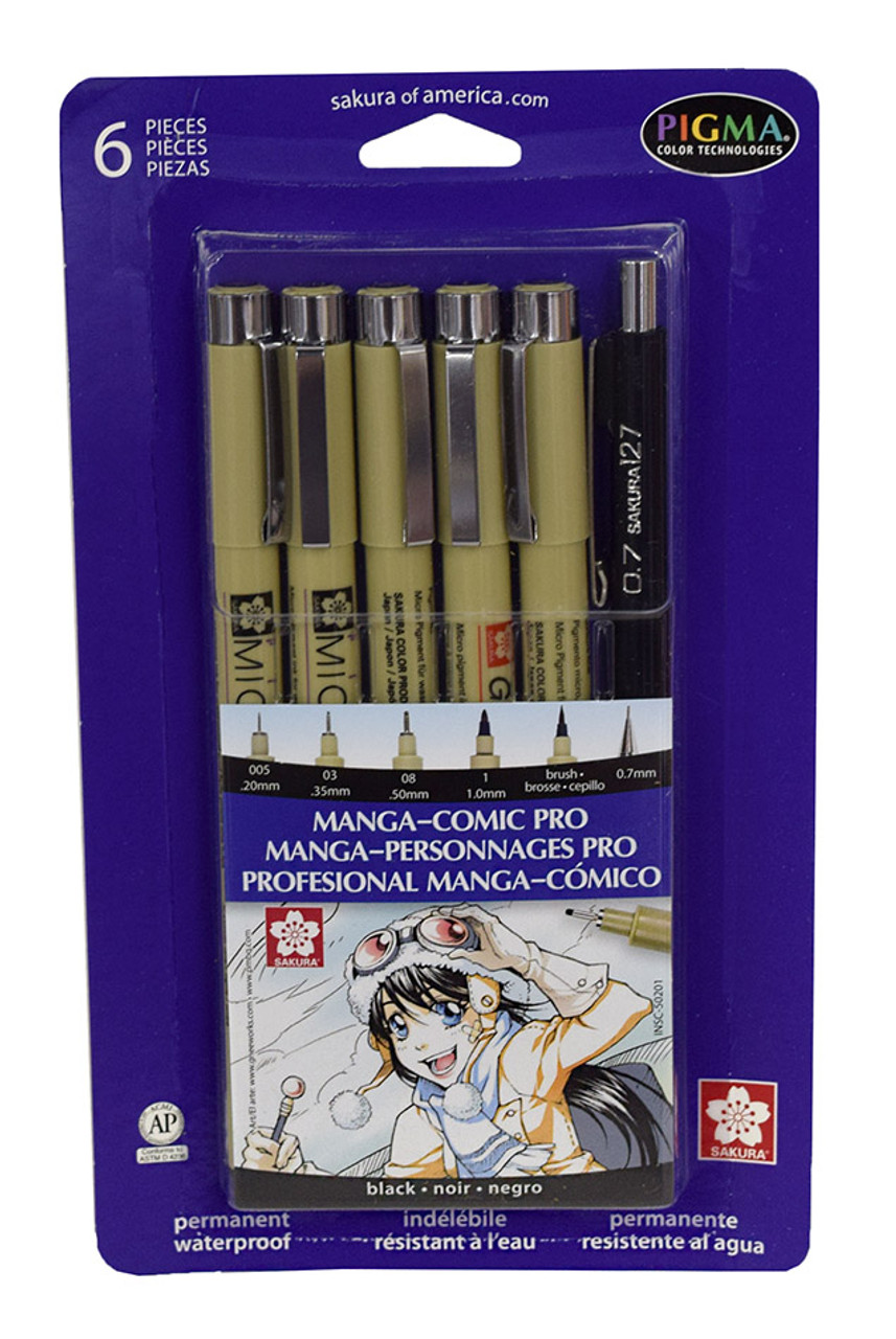 6pc Manga Comic Pro Drawing Set - Black Pigma Micron : Target