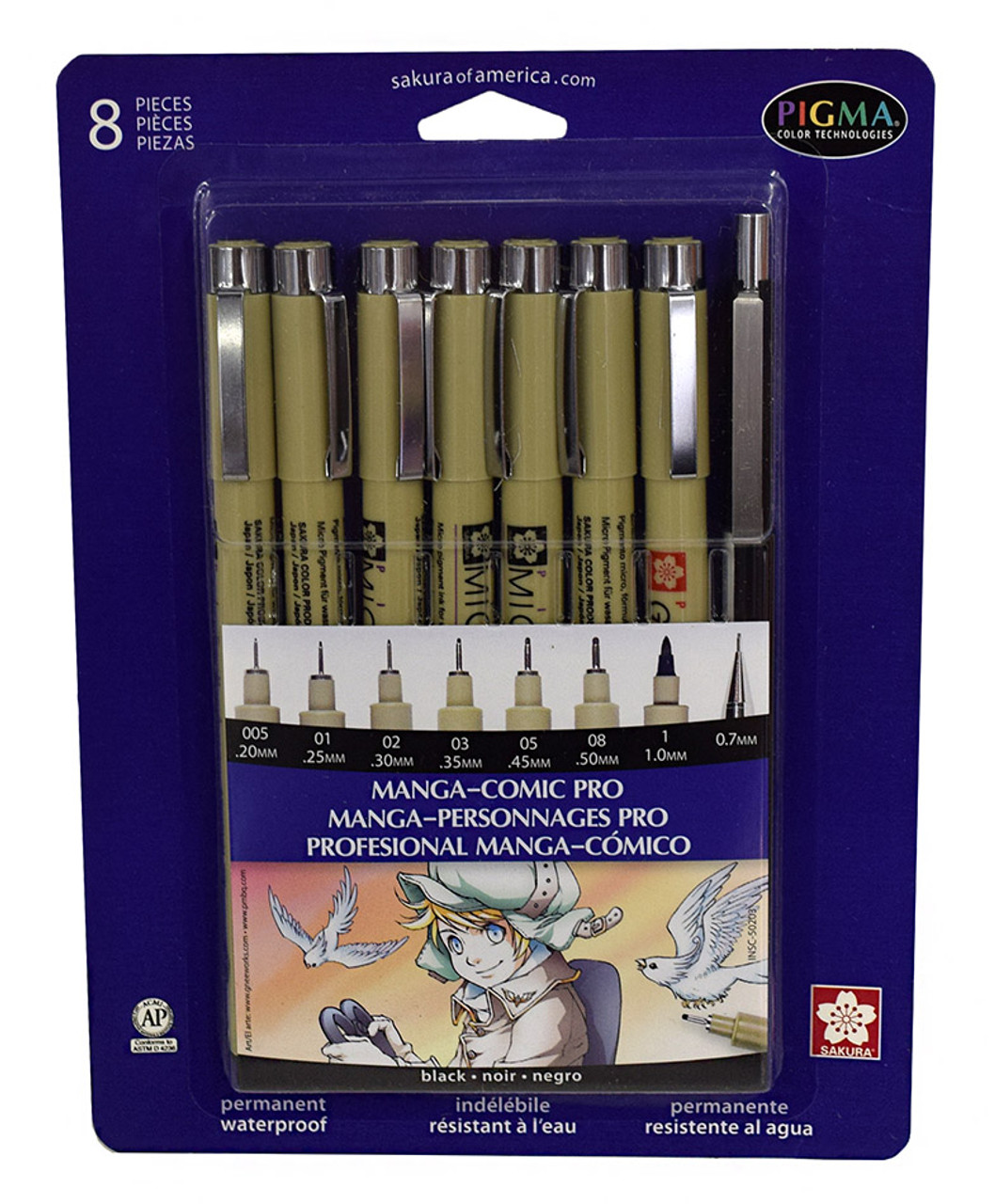 Sakura Pigma Micron Pens - 8 Pc Set (05) - Assorted Colors by