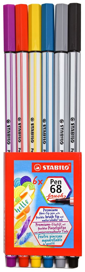 STABILO Pen 68 Brush Tip Set of 6