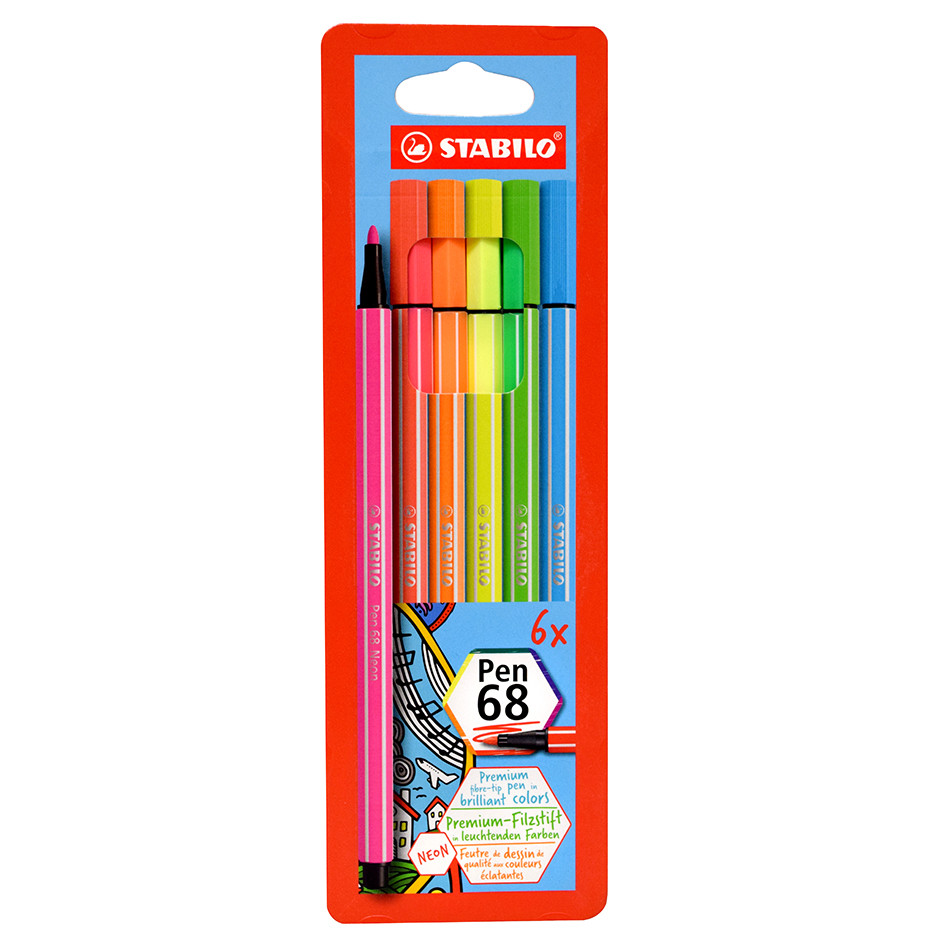 STABILO Pen 68 Pack of 6 Neon Colors