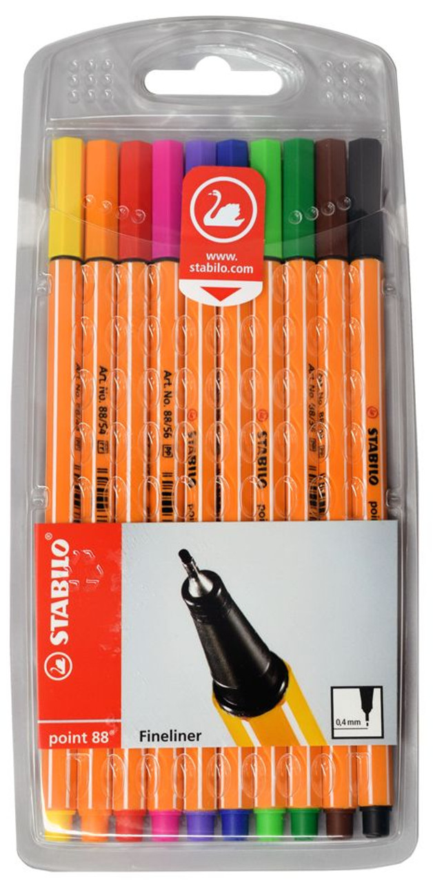 Fineliner - STABILO point 88 - Pack of 10 - Black