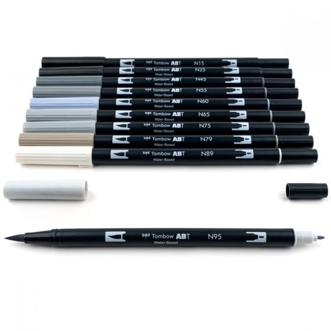 Tombow ABT Dual Brush Pens - Grey Colours (Pack of 12)