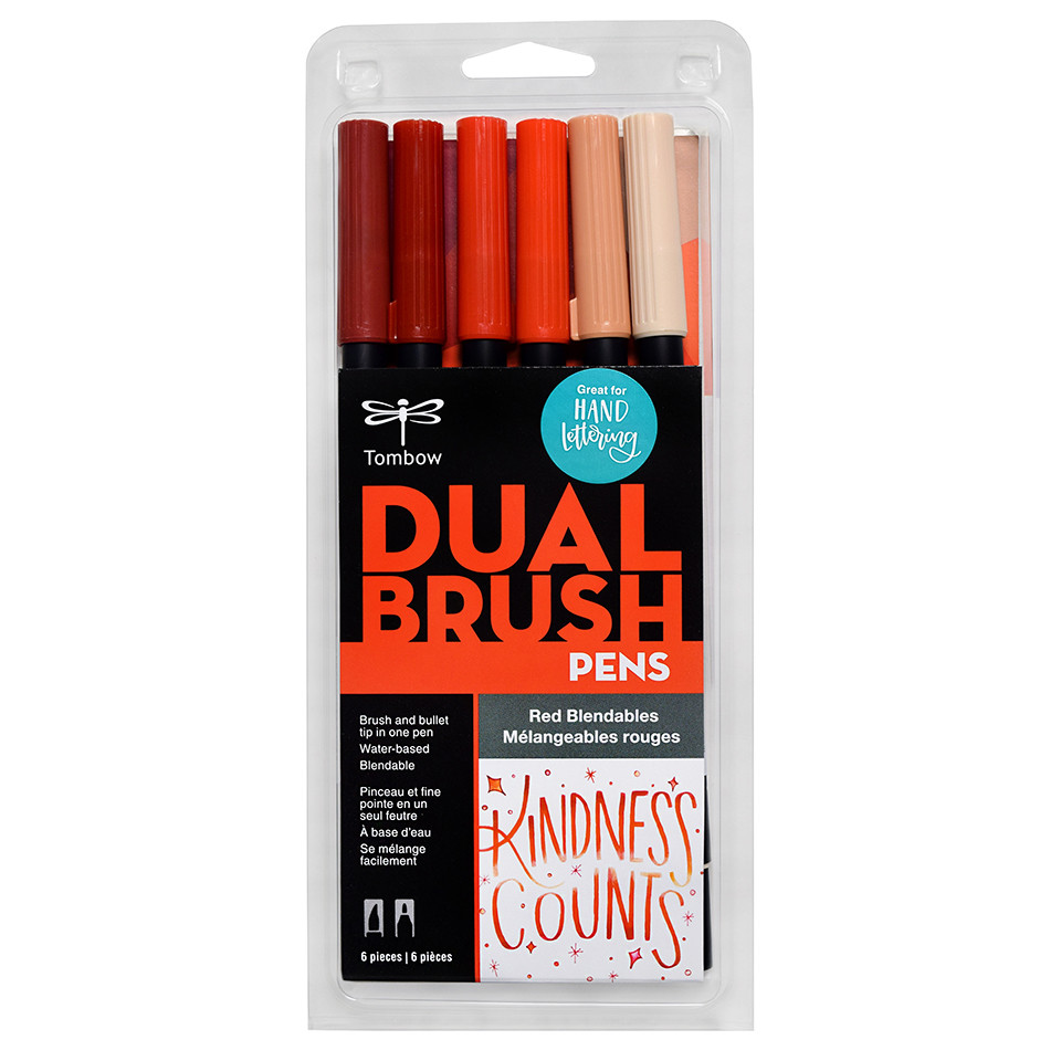 Tombow Dual Brush Pen Set of 6- Red Blendables