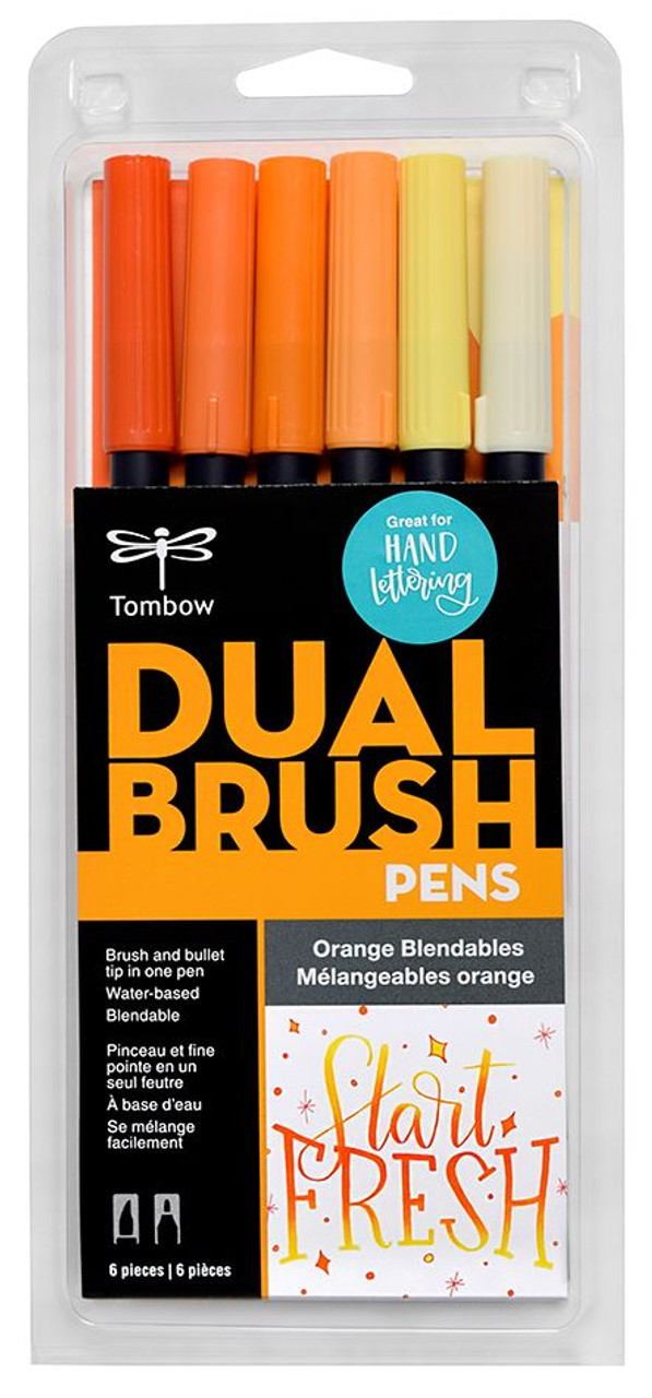 Tombow Dual Brush Pen Set of 6- Orange Blendables