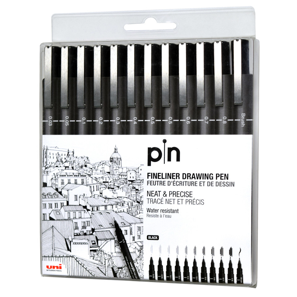 画材 uni pin FINE LINE DRAWING PEN uniPinFinelinerSet12-