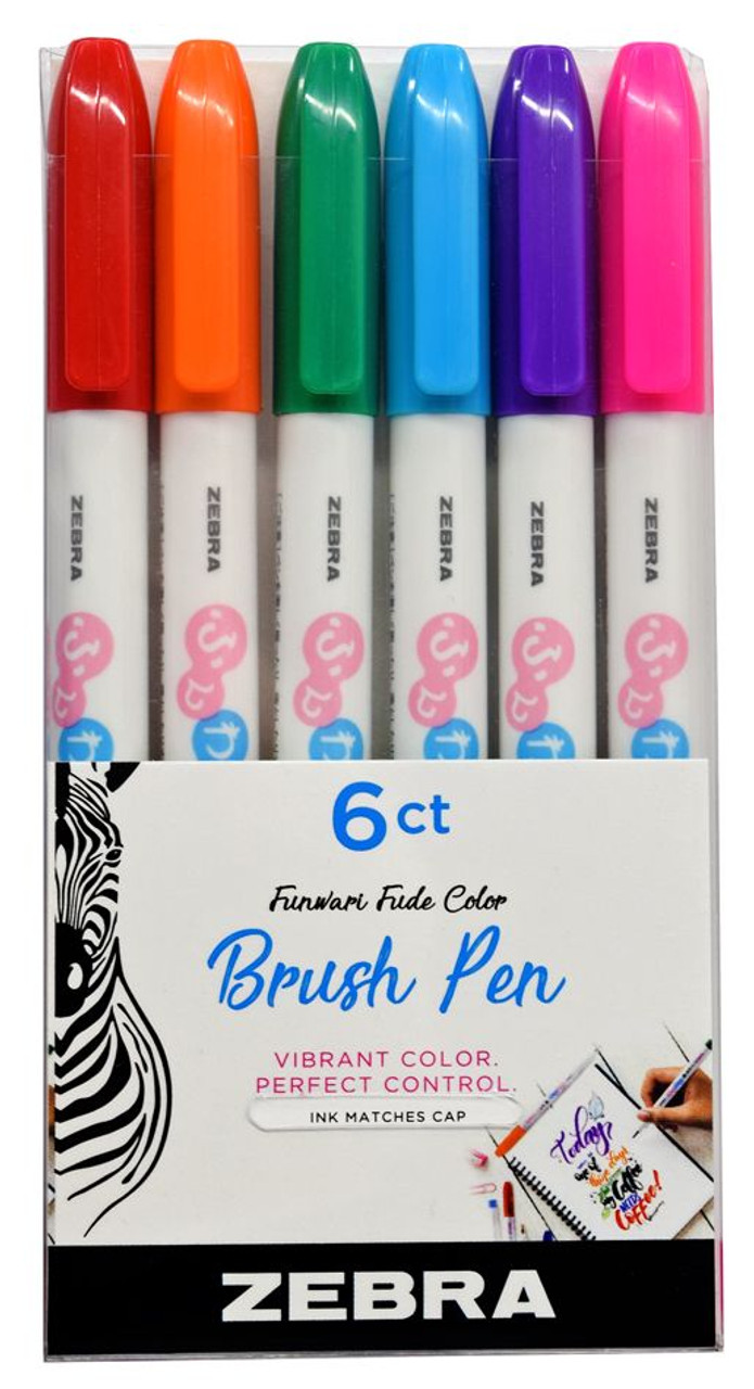 Zebra lettering Set 6 Mildliner Markers and 6 Funwari Brush Pens Assorted  Color