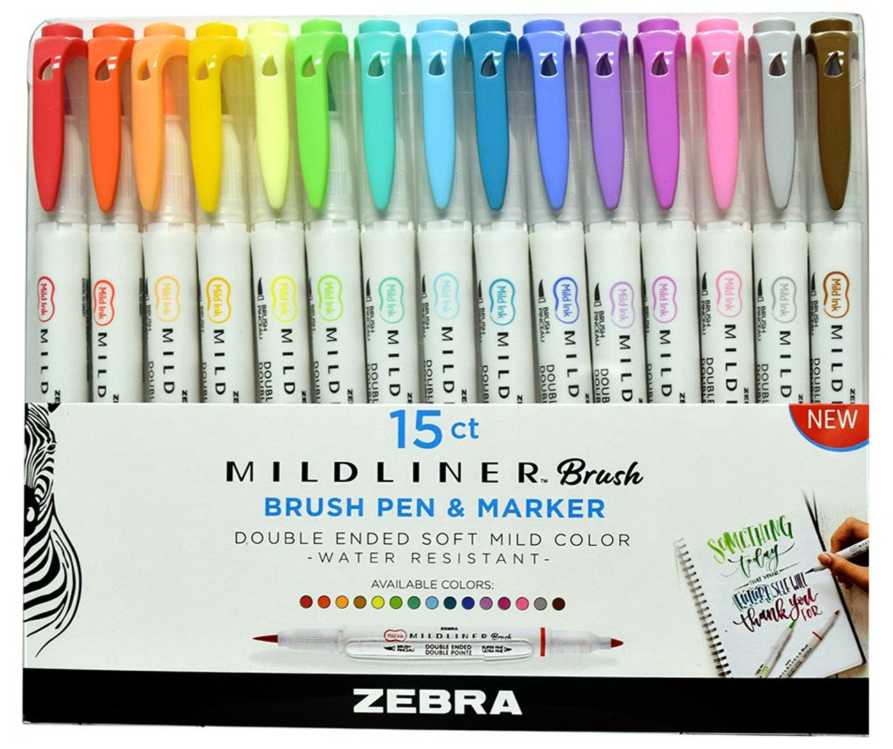 Zebra Mildliner Double-Ended Brush Pen- Set of 15