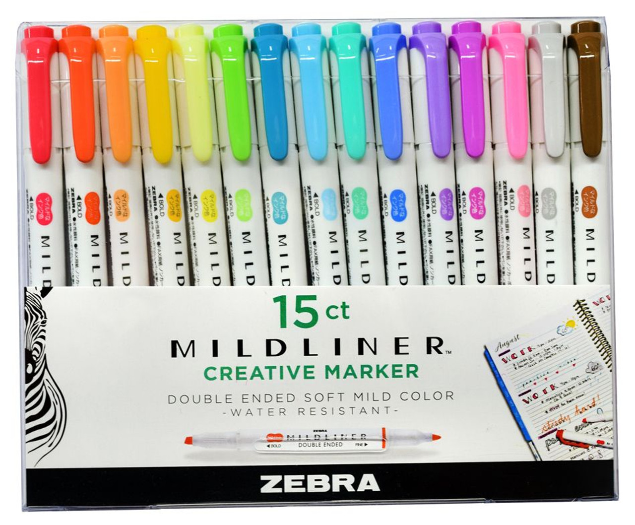 Zebra Mildliner Creative Marker, Double Ended, Soft Mild Color, 8 Pack - 8 marker