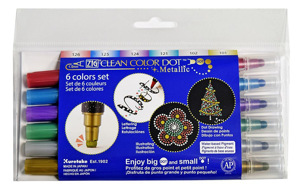 Kuretake Zig Clean Color Dot Dual Tip Markers 6/Pkg