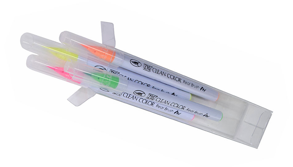 ZIG Clean Color Real Brush - Fluorescent 4 Pack 4VF
