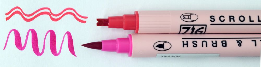 Zig Scroll & Brush Set of 4- Pinks