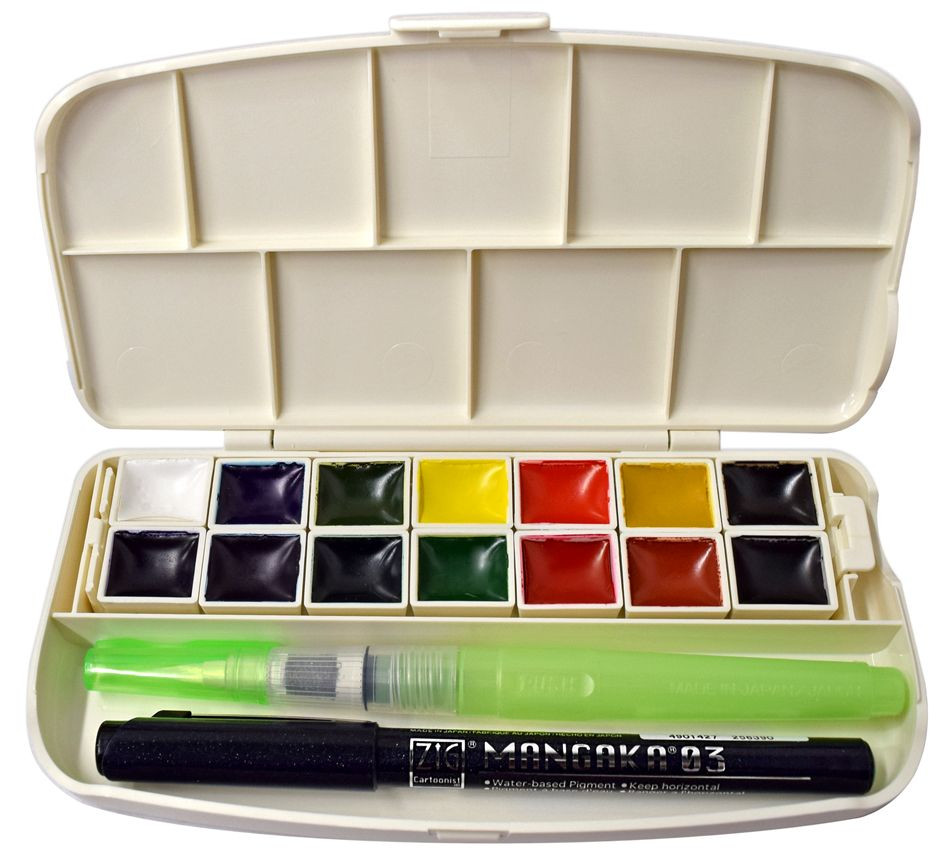 水彩画「せせらぎ」 Zig Transparent Watercolor Set- 14 Colors