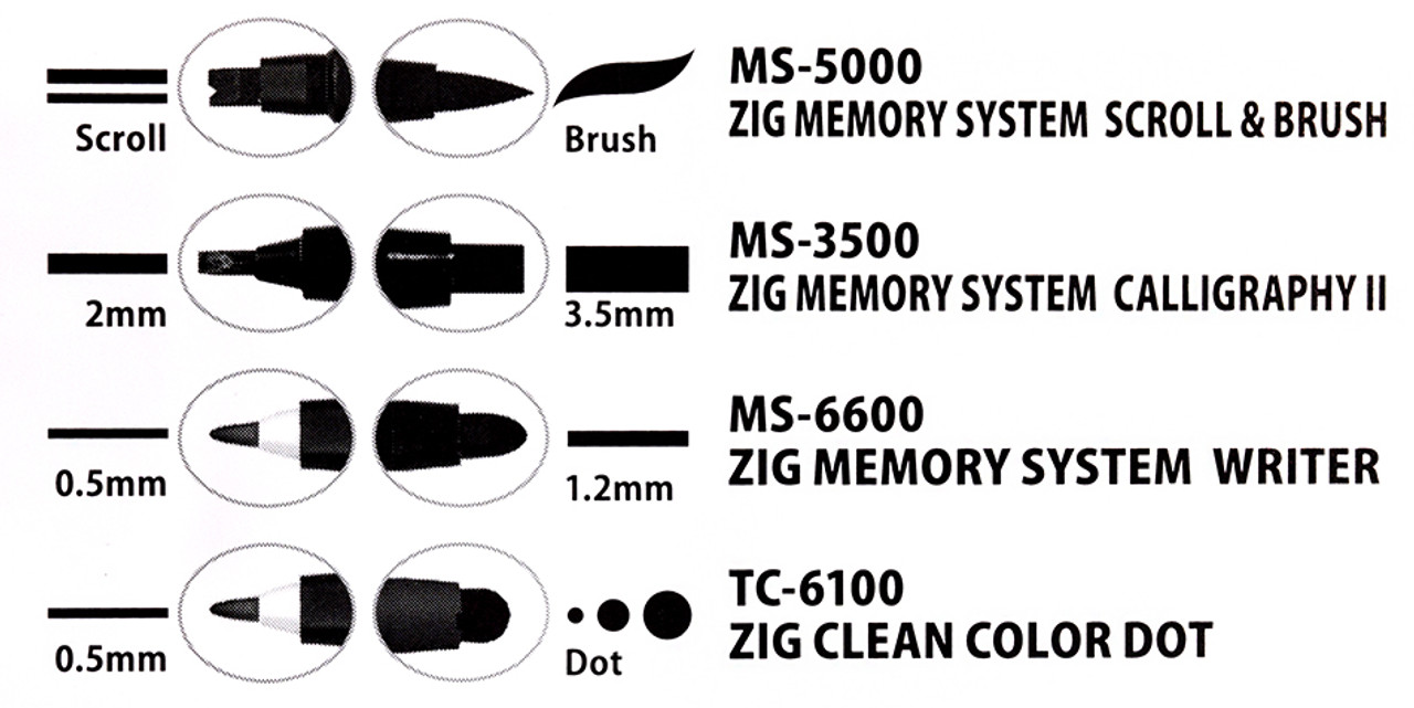 Zig Twin Black Marker Assortment Set of 4
