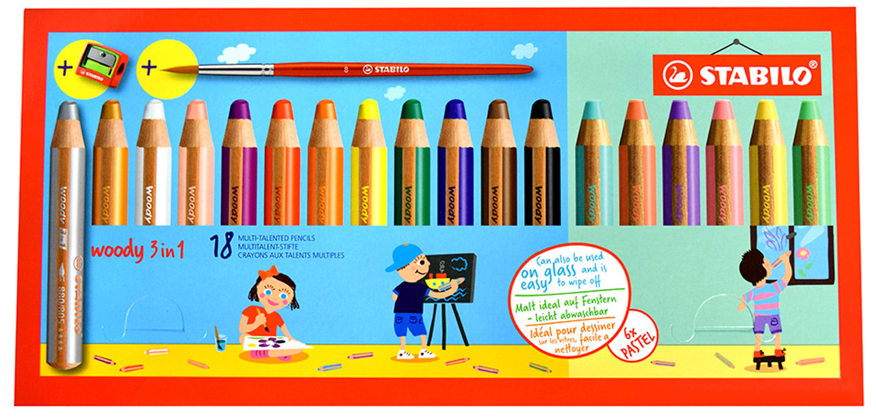 Stabilo Woody 3-in-1 crayons de couleur lot de 10 (à partir de 3