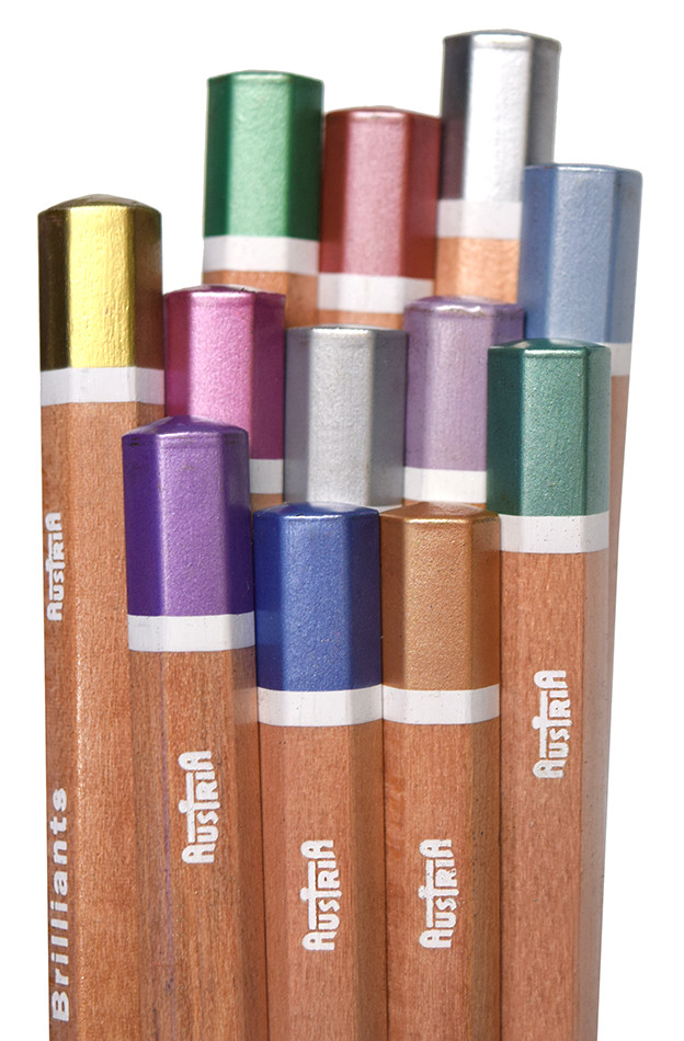 CRETACOLOR MegaColor Metallic Colored Pencils – 12 Vibrant Shimmering Colors For Art & Crafts