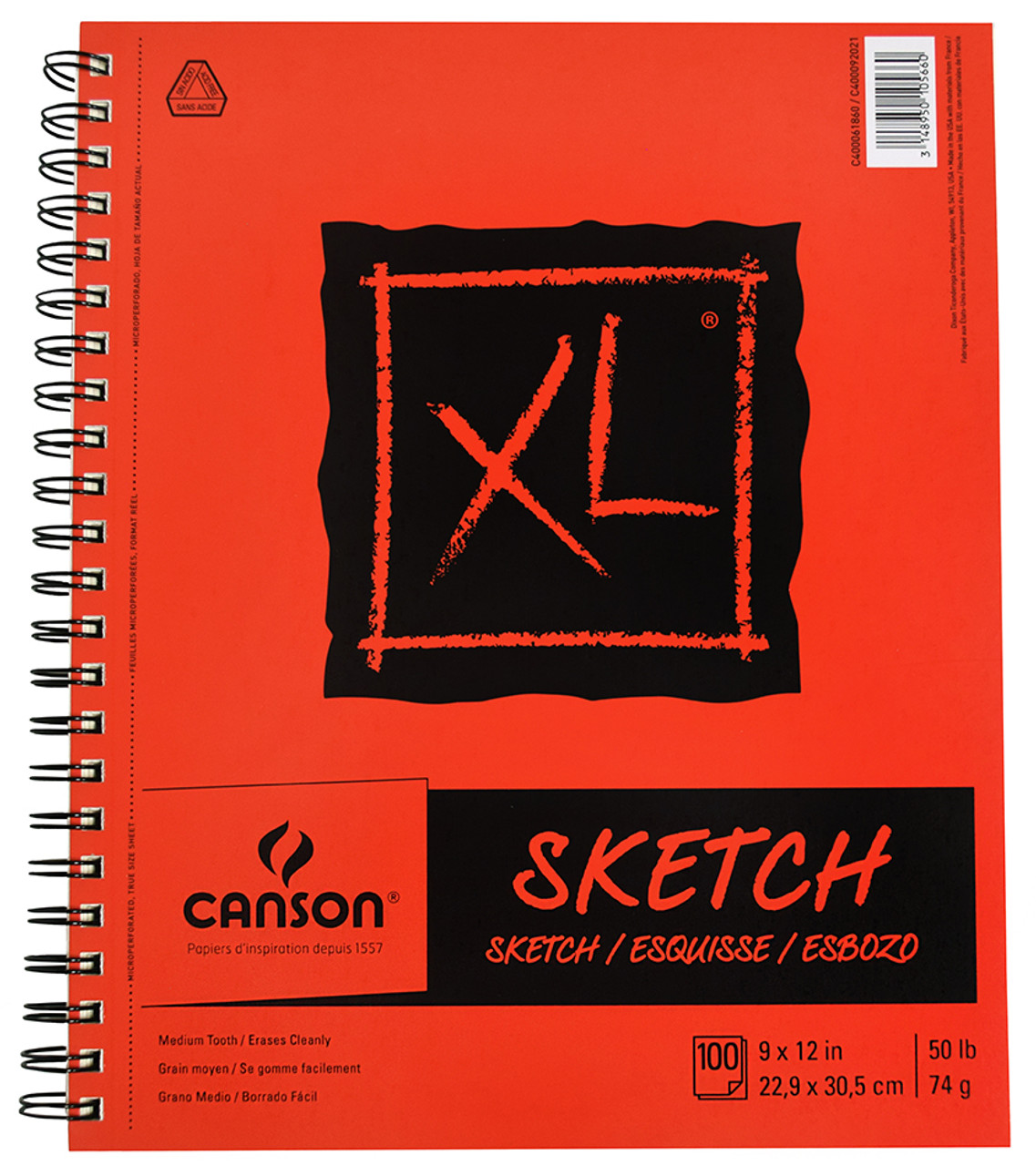 Canson XL Sketch Pad, 100 Sheets, 9 x 12