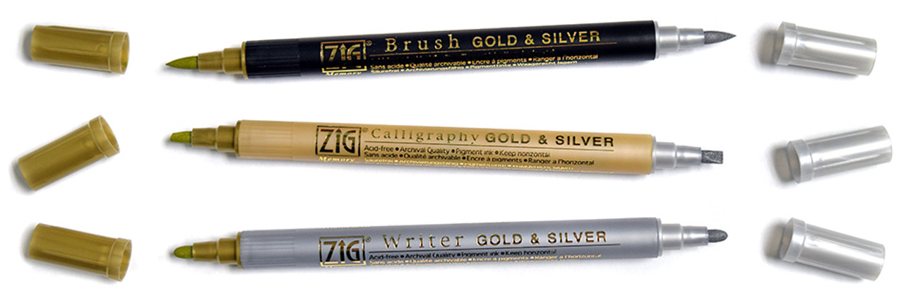ZIG Gold & Silver Dual-Tip Marker Assortment Set