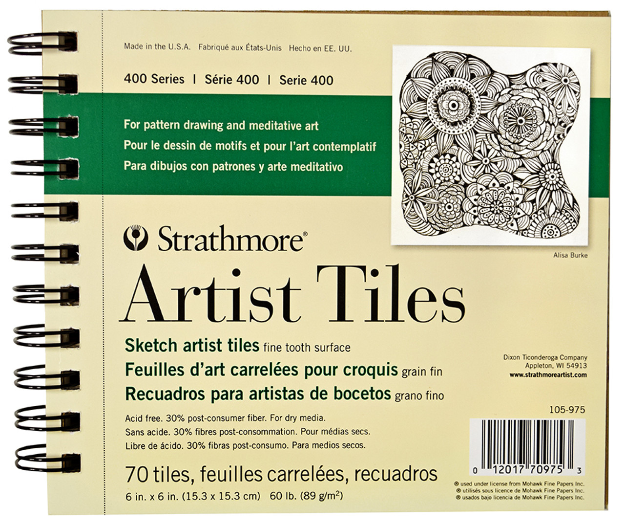 The S&T Store - Strathmore Artist Papers 5.5 x 8.5 60 lb. 400 Series  Recycled Sketch 100 Sheet Spiral Bound Pad