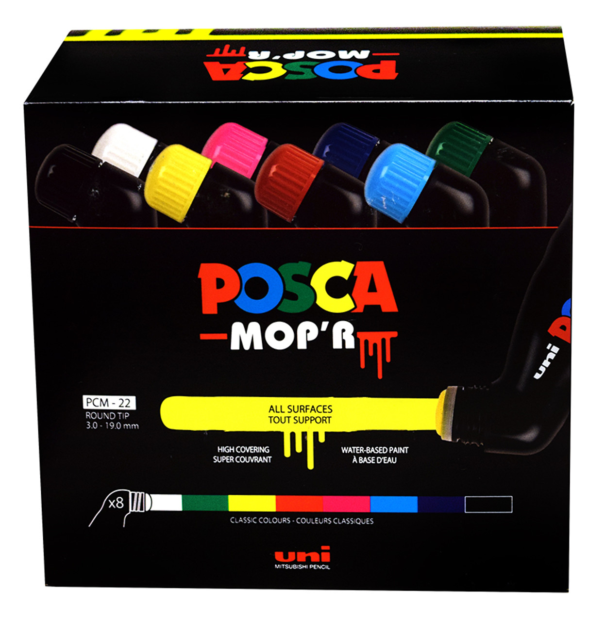 Posca MOP'R Squeezable Round Tip Paint Marker, PCM-22, Set of 8