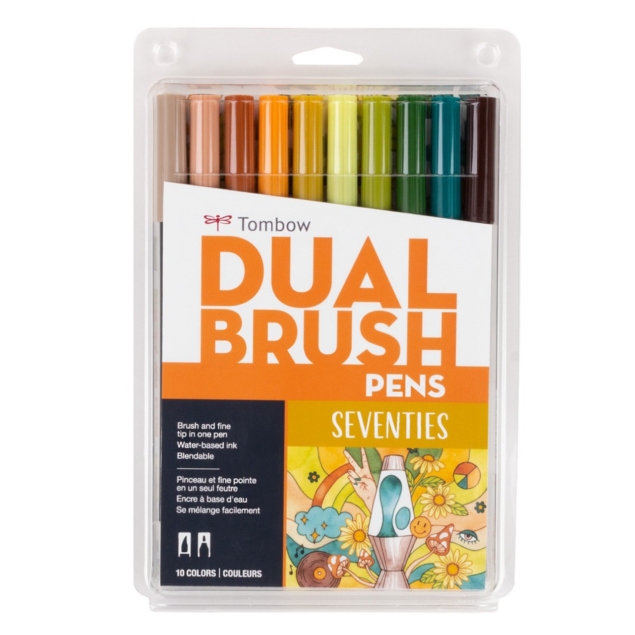 Dual Brush Pen Set - Retro Colors, Set of 10