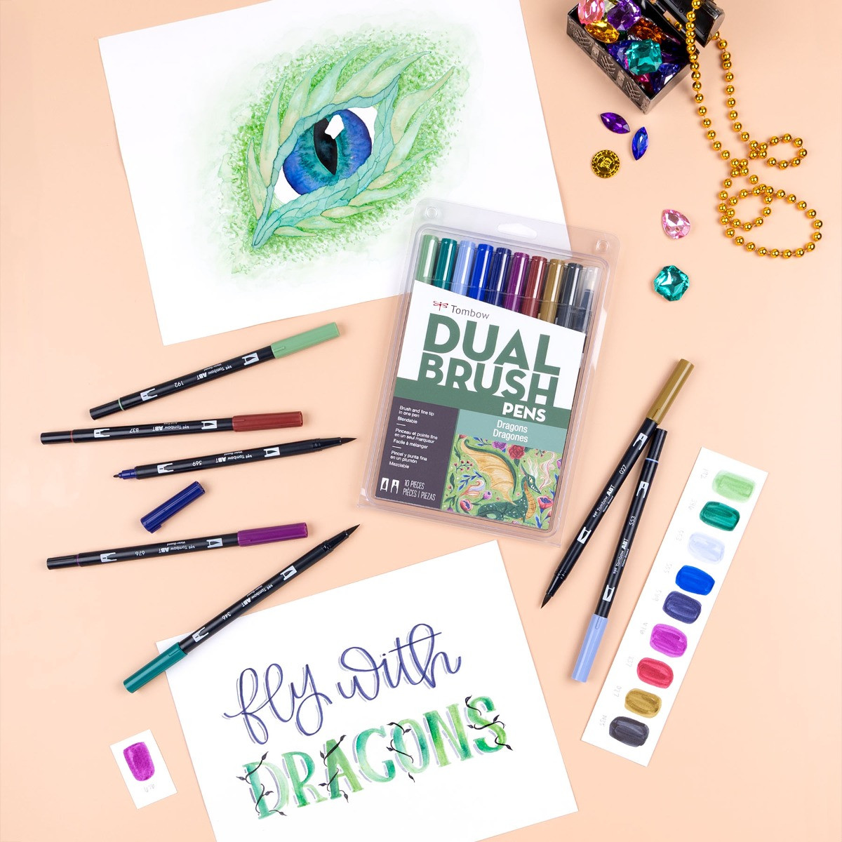 Tombow Dual Brush Pens- Dragons Set of 10 | Marker Supply