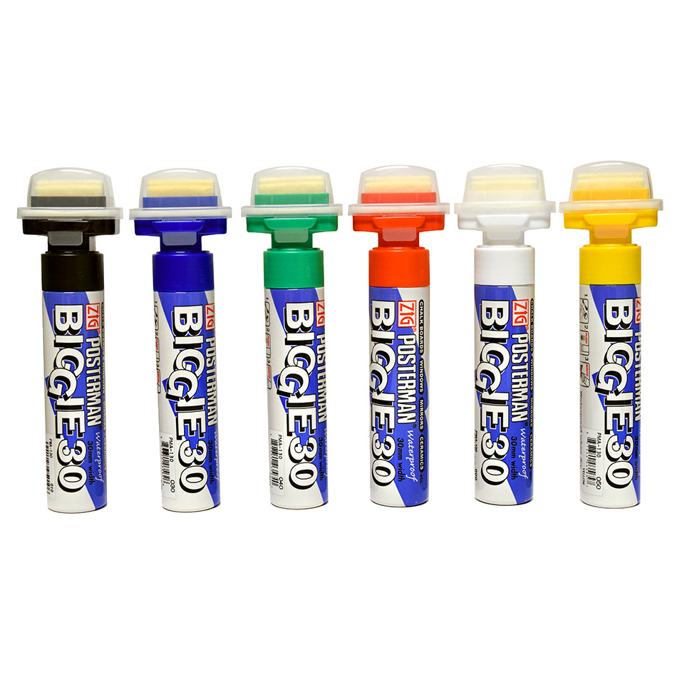 Zig Posterman Biggie 30 Set of 6 Basic Colors | Marker Supply
