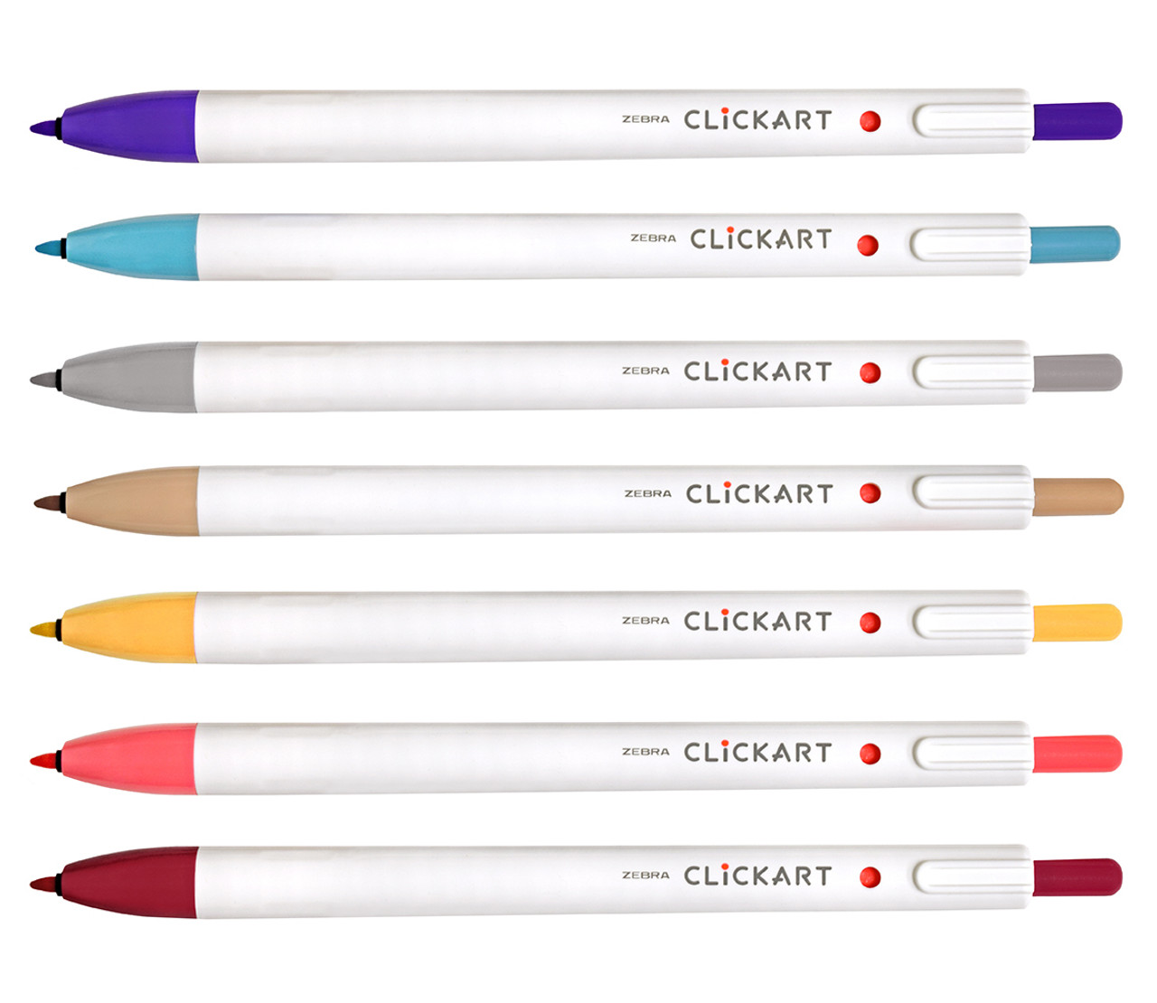 Zebra CLiCKART Retractable Marker Pen Set of 12- Standard Colors