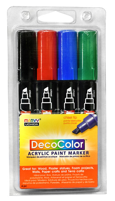 Marvy Decocolor Acrylic Primary Paint Markers set of 4