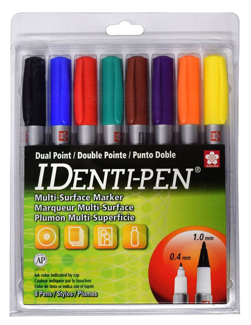 The IDenti-pen is two permanent sharp point marking pens in one set of 8