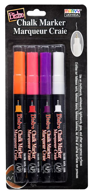 Marvy Bistro Chalk Marker Extra Fine Tip, Bright Set