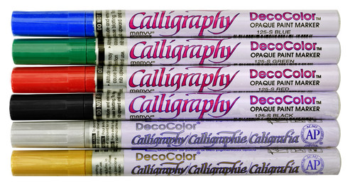 Marvy Decocolor Calligraphy Set of 6 Oil-Based Paint Markers