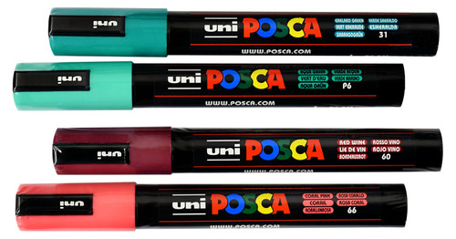 Uni Posca Markers PC-5M, 4 set Neon