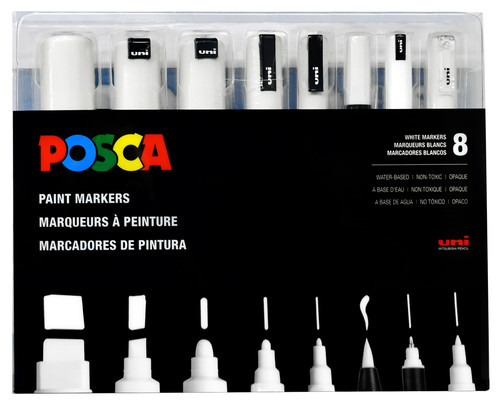 Uni Posca Paint Marker Tip Variety Set of All White